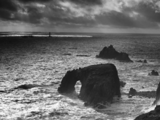 Enys Dodnan and Armed Knight Black and white coastal photography The Far West